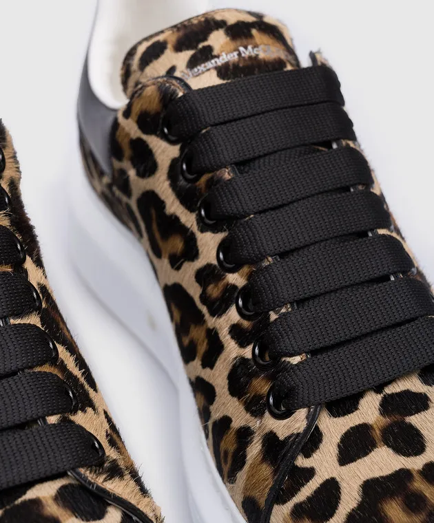 Alexander McQueen Oversized brown leather sneakers in animal print