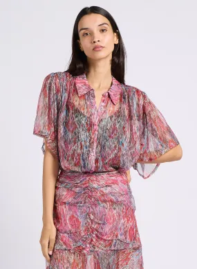 BERENICE CALINA - Camisa transparente a rayas y hilos metálicos en multicolor