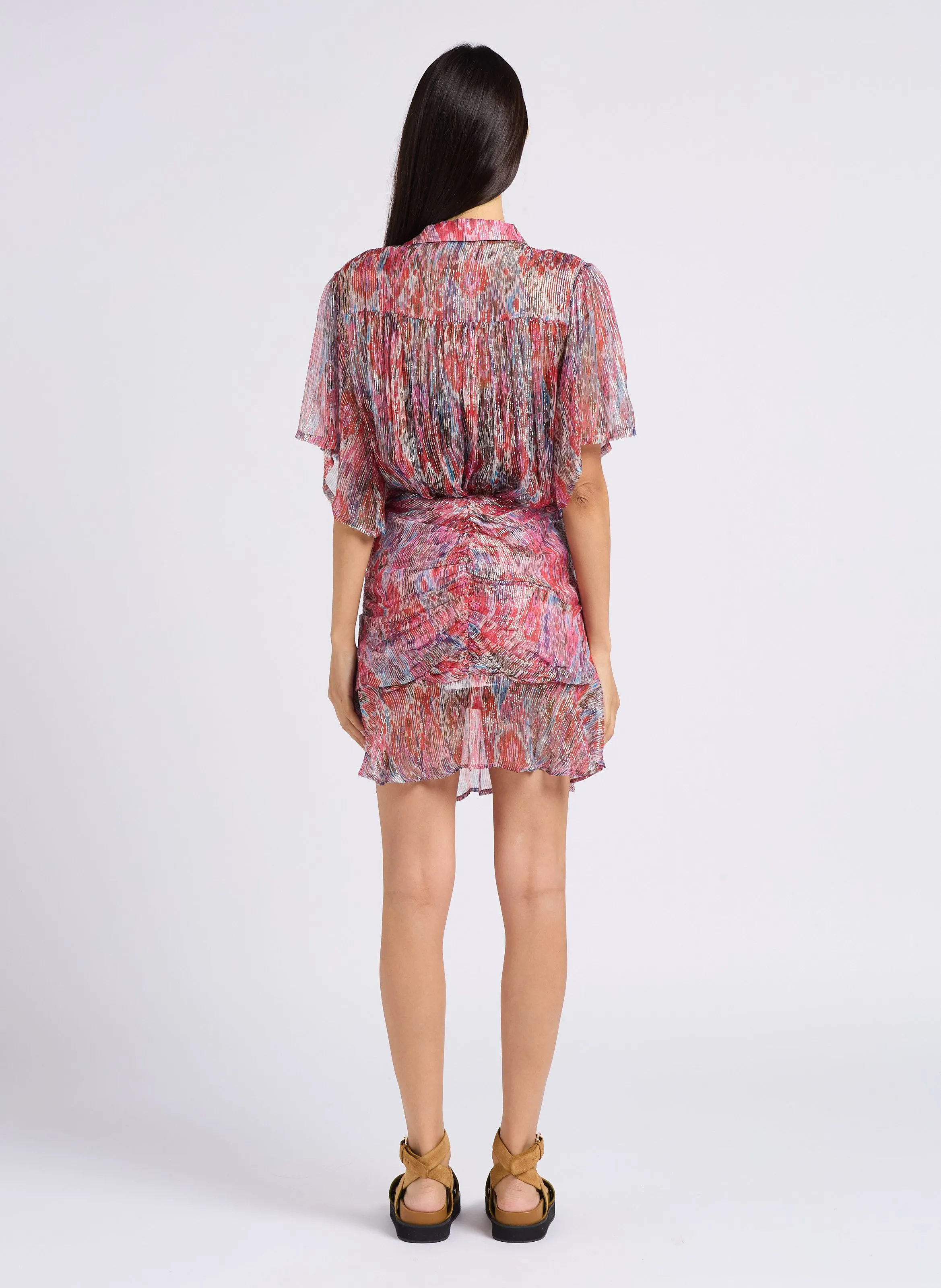 BERENICE CALINA - Camisa transparente a rayas y hilos metálicos en multicolor