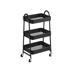Carrito Cocina Metálico 3 Bandejas Rejilla Negro