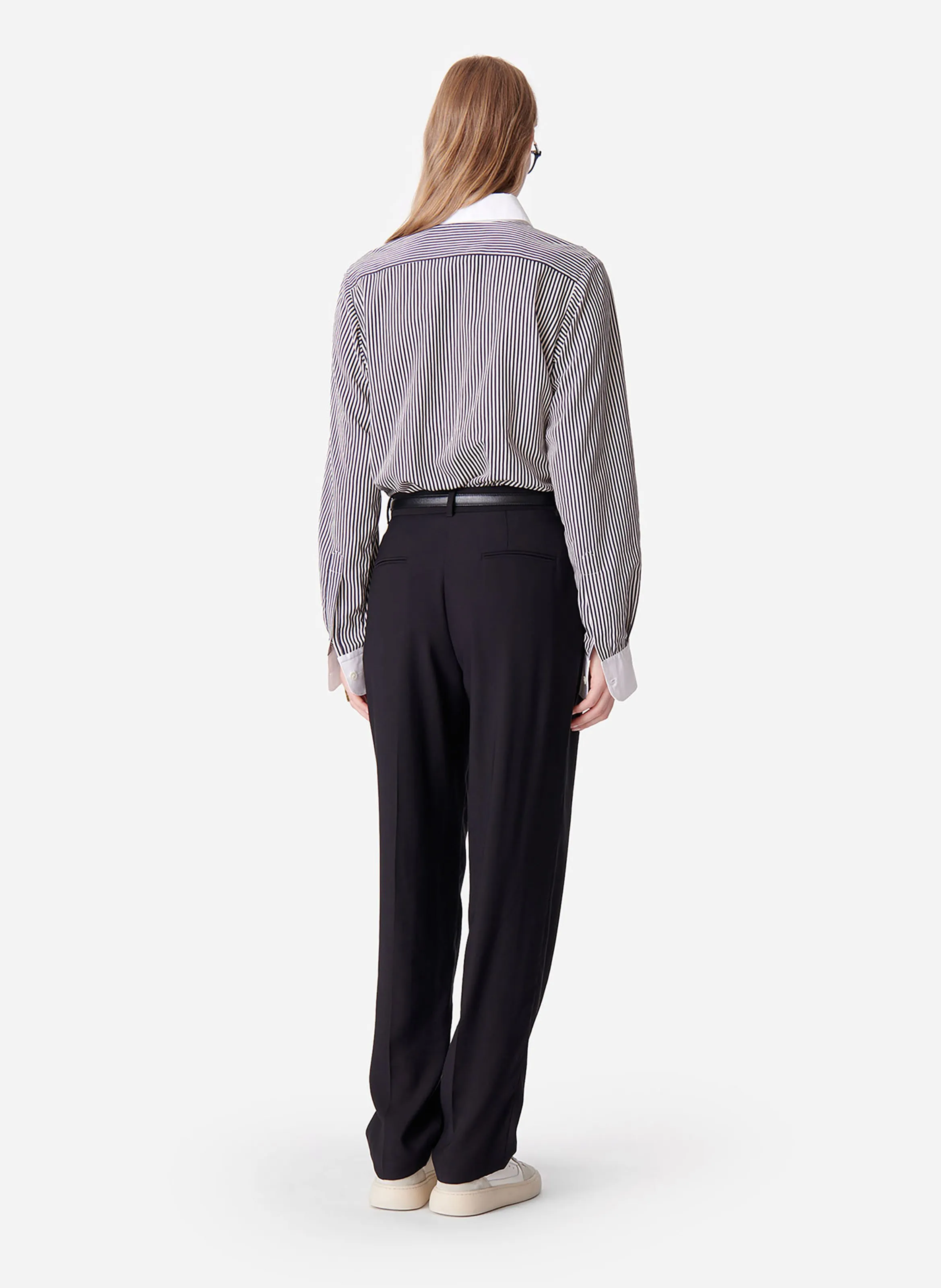 DUDE - Pantalón de pinzas recto de mezcla de viscosa en negro
