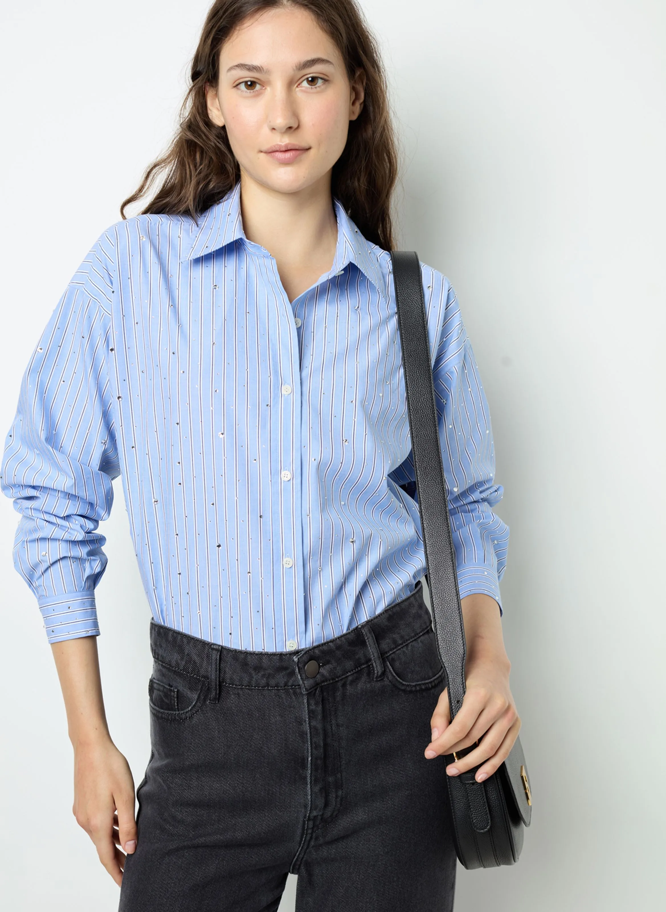 GERARD DAREL BALLIE - Camisa de algodón con cuello clásico en azul