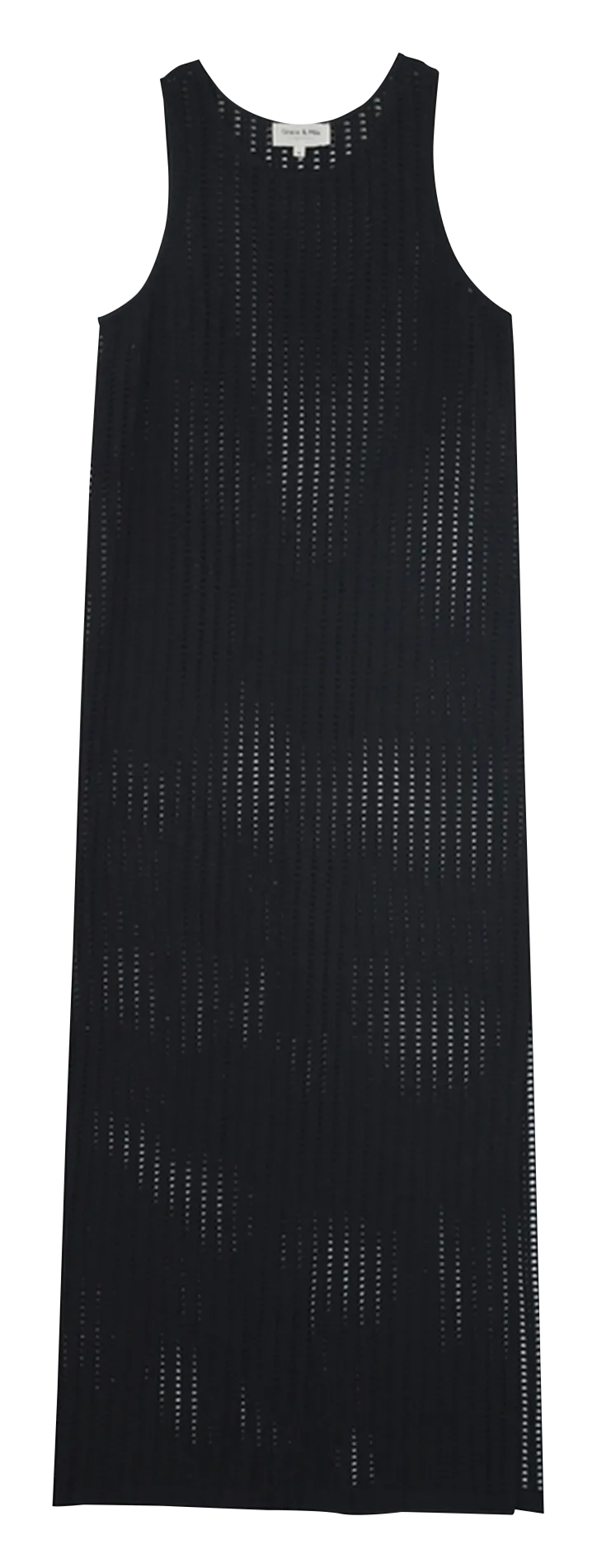 GRACE ET MILA MUSC - Vestido recto calado con aspecto de ganchillo en algodón elástico en negro
