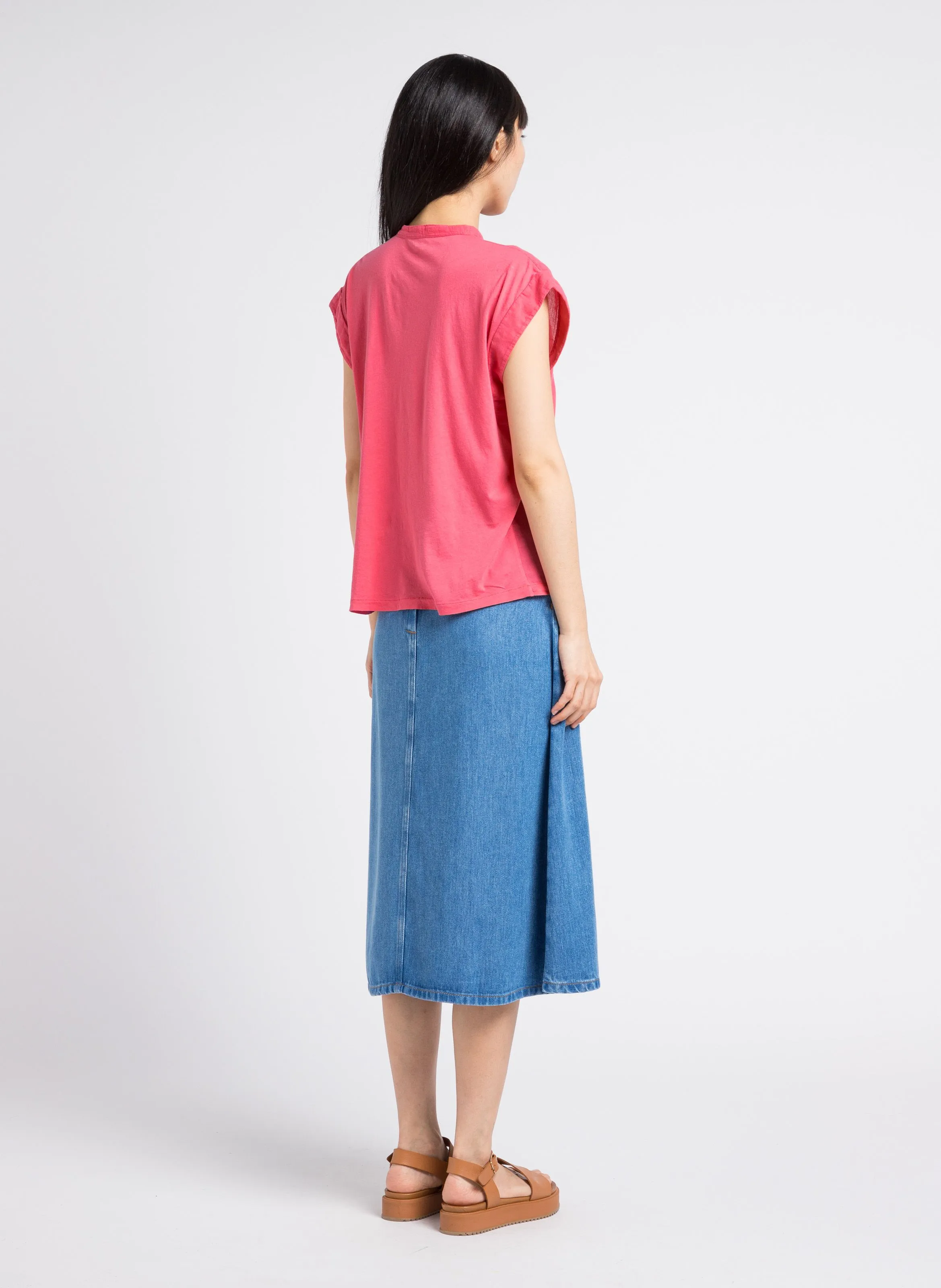 HARTFORD TEARY - Camisa sin mangas de algodón con bordado en rosa