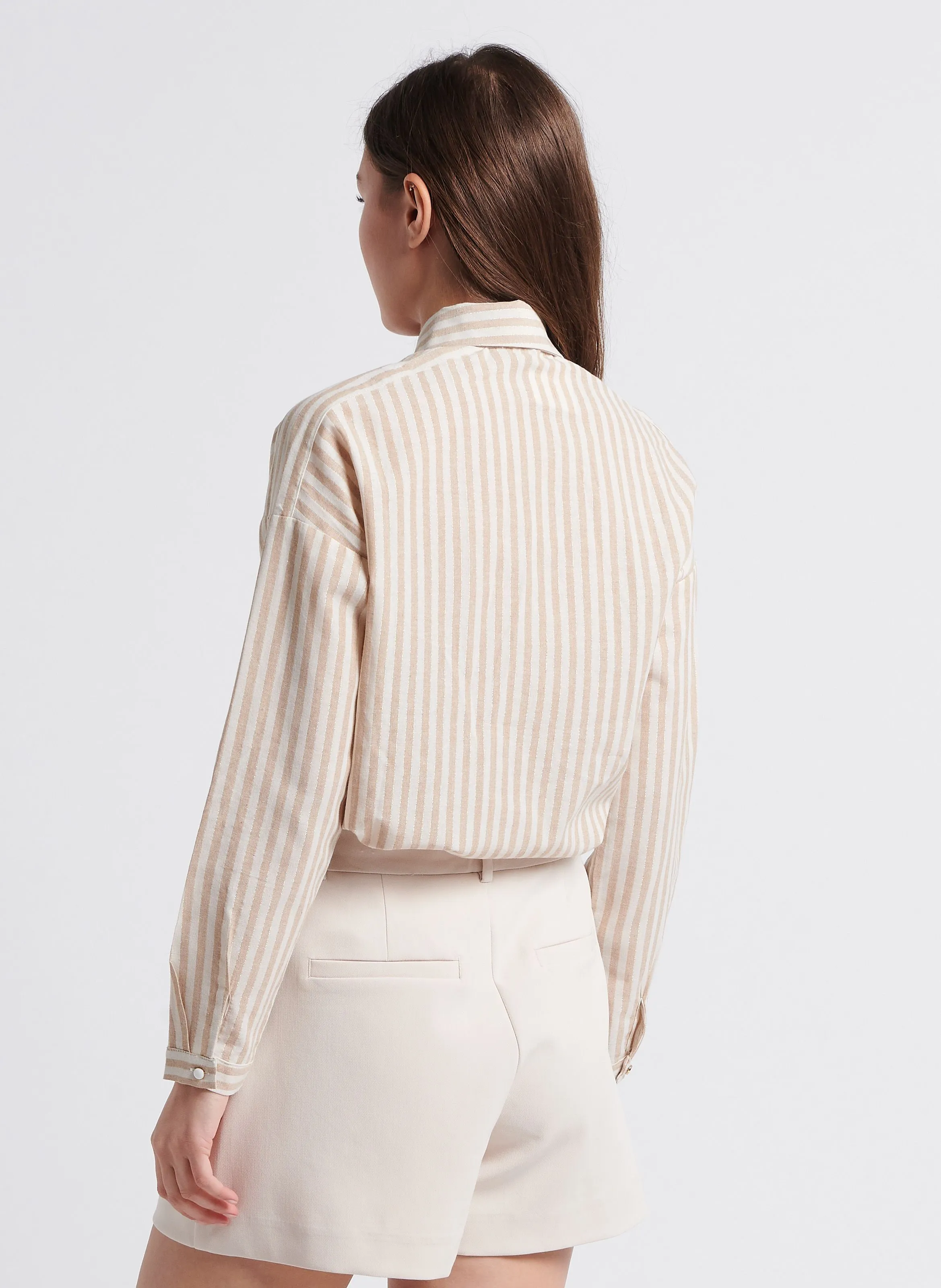 KARL MARC JOHN CHAMPETRE - Camisa recta de rayas de mezcla de algodón en beige