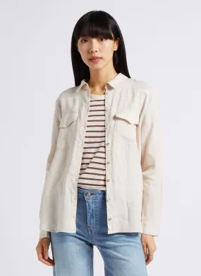 MAISON 123 CARLA BIS - Camisa recta de lino en beige