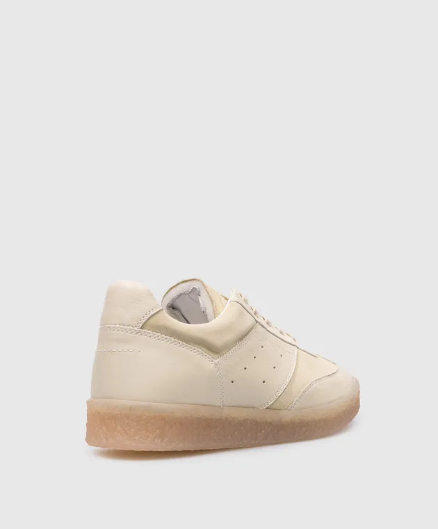 Maison Margiela MM6 Green leather sneakers with 6 Court logo