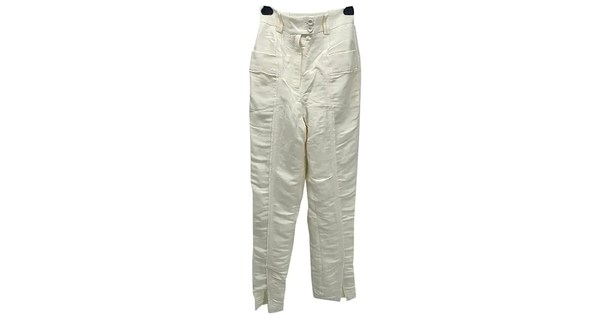 Maje AJE Pantalones T.Reino Unido 8 lino Blanco 