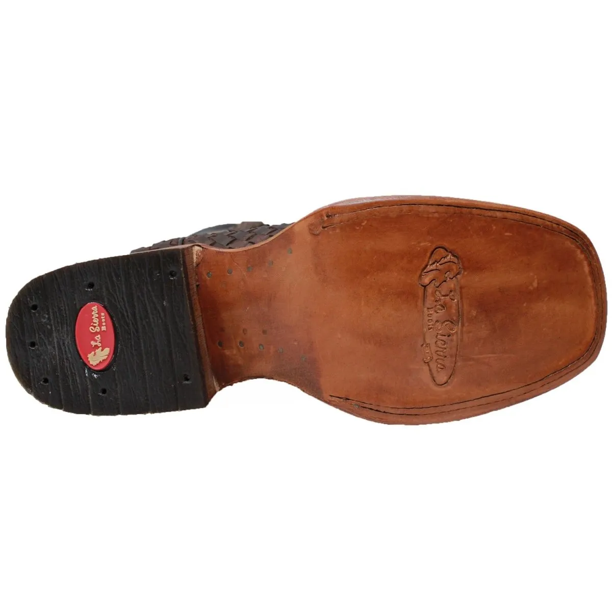 Men's Petatillo Woven Leather Square Toe Boots - Brown