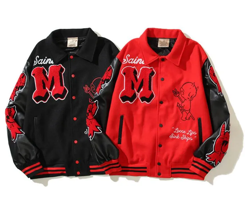 Otoño e invierno American Saint Michael Mangas de cuero Béisbol Hip Hop Pareja Chaquetas y chaquetas casuales al por mayor