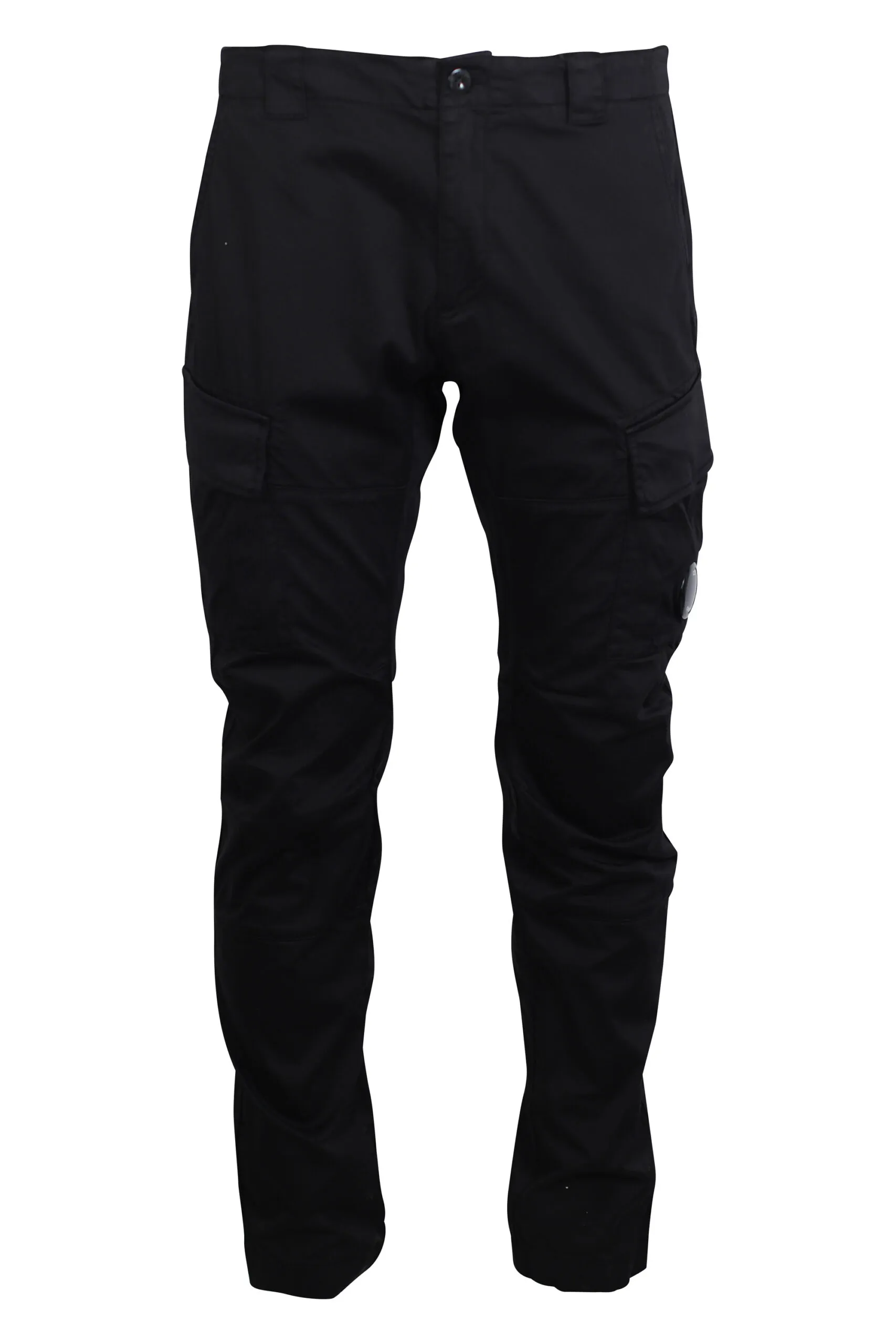 Pantalón negro cargo con minilogo circular
