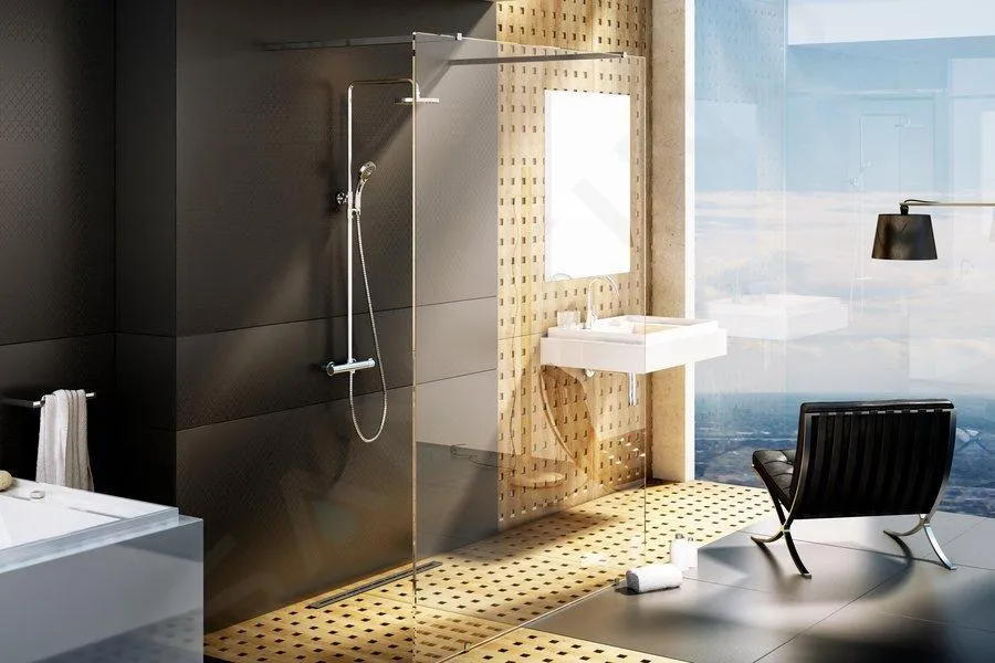 Ravak Walk-In - Mampara de ducha Free 140, 140x200 cm, cristal transparente GW9FM0C00Z1