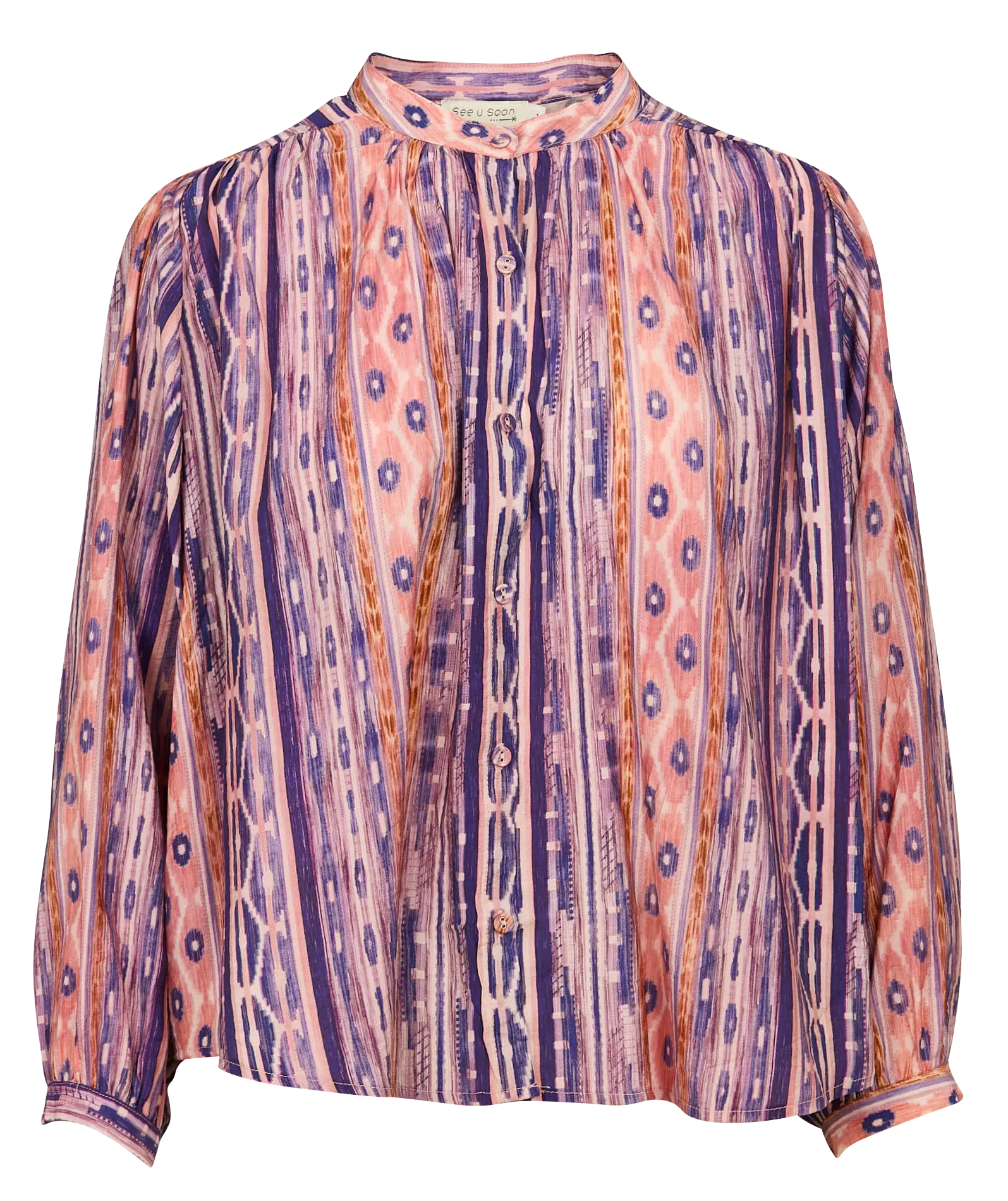 SEE U SOON Camisa holgada con cuello mao en rosa