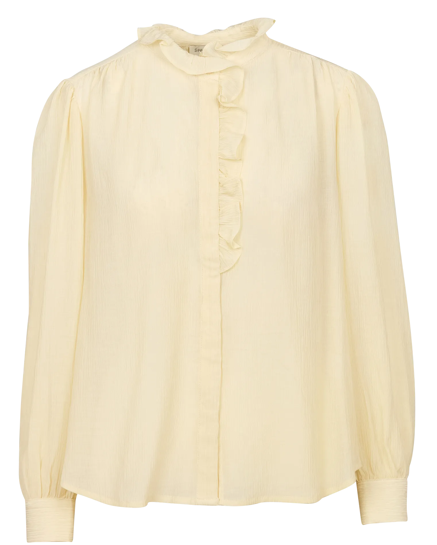 SEE U SOON Camisa holgada con cuello redondo en blanco