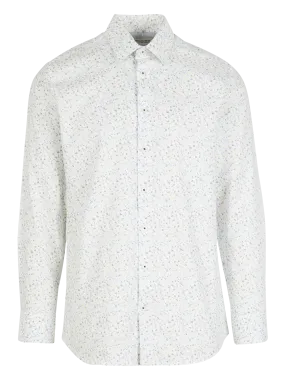 SELECTED Camisa slim fit de algodón con cuello clásico y estampado de flores en blanco