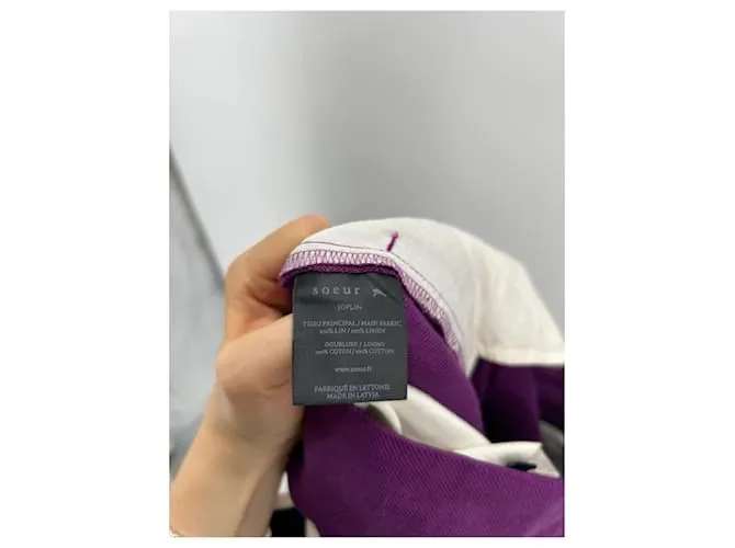 Soeur HERMANA Pantalones T.FR 34 Lino Púrpura 