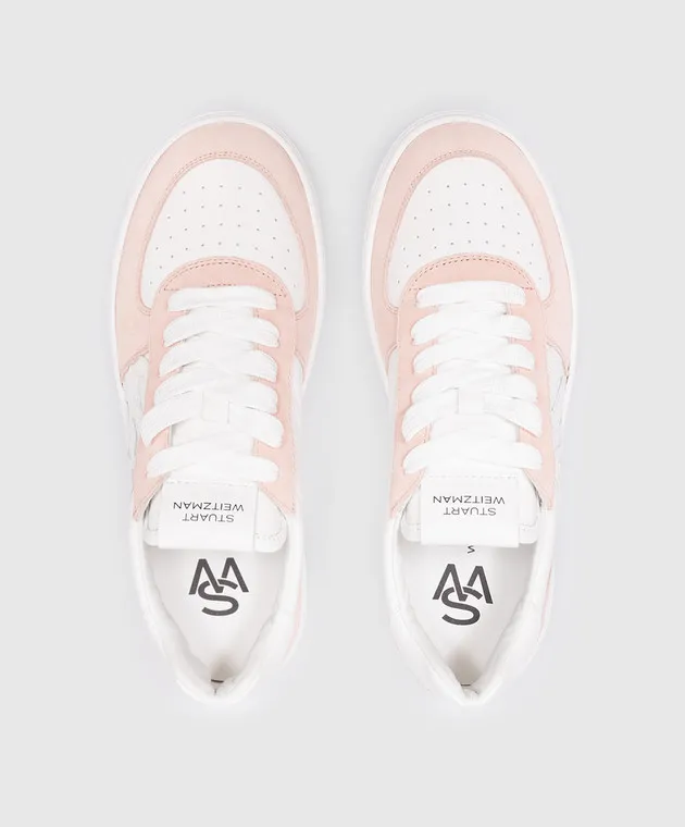 Stuart Weitzman SW COURTSIDE MONOGRAM white leather sneakers