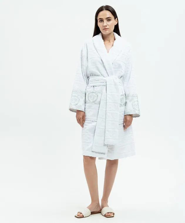 Versace White bathrobe in Versace Allover pattern with Barocco print