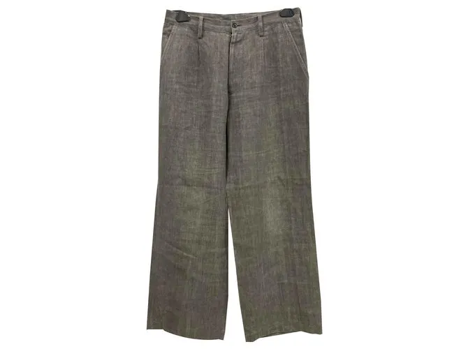 Yohji Yamamoto Pantalones de lino Gris pardo 