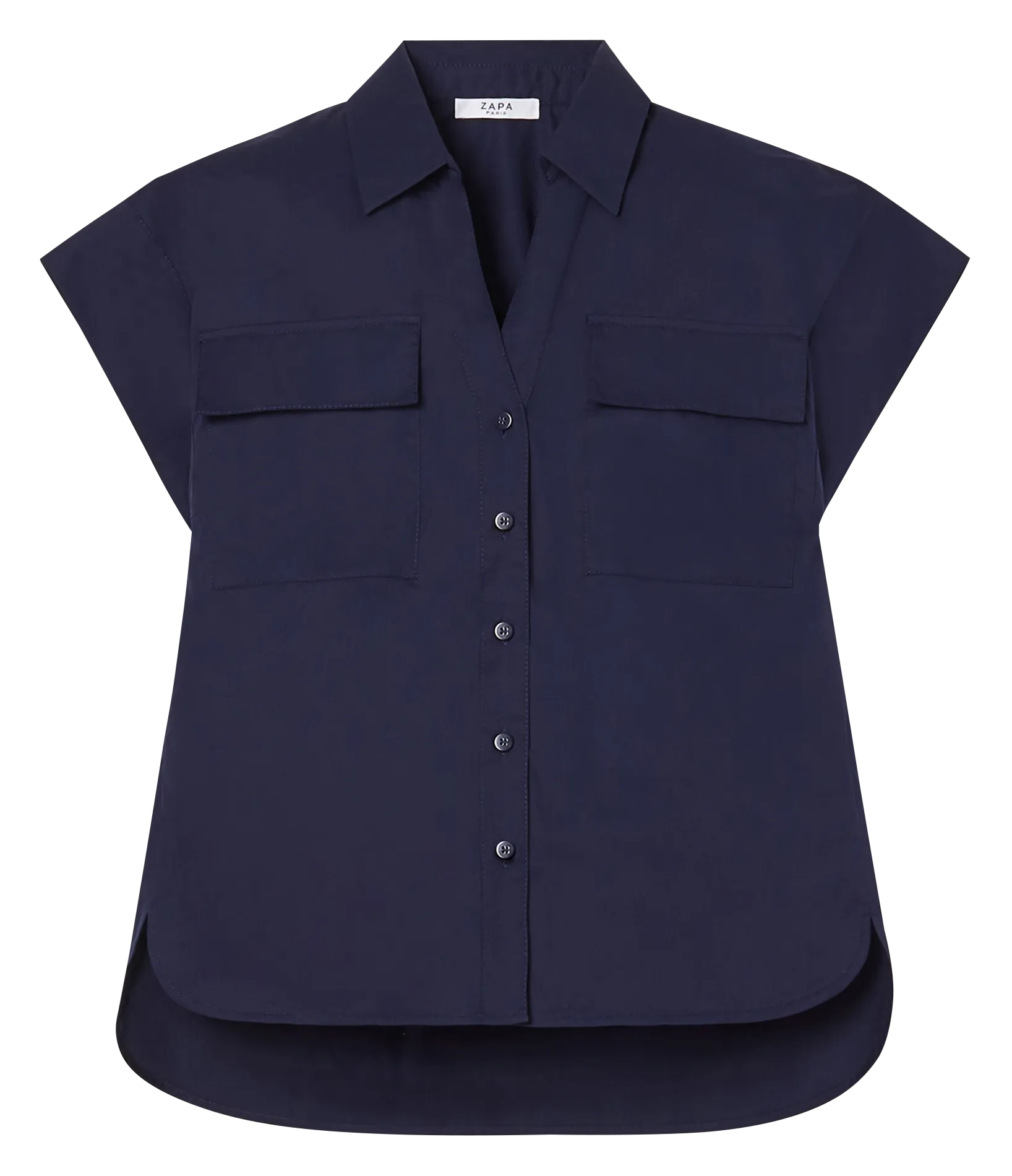 ZAPA CORINTHE - Camisa de algodón de manga corta en azul